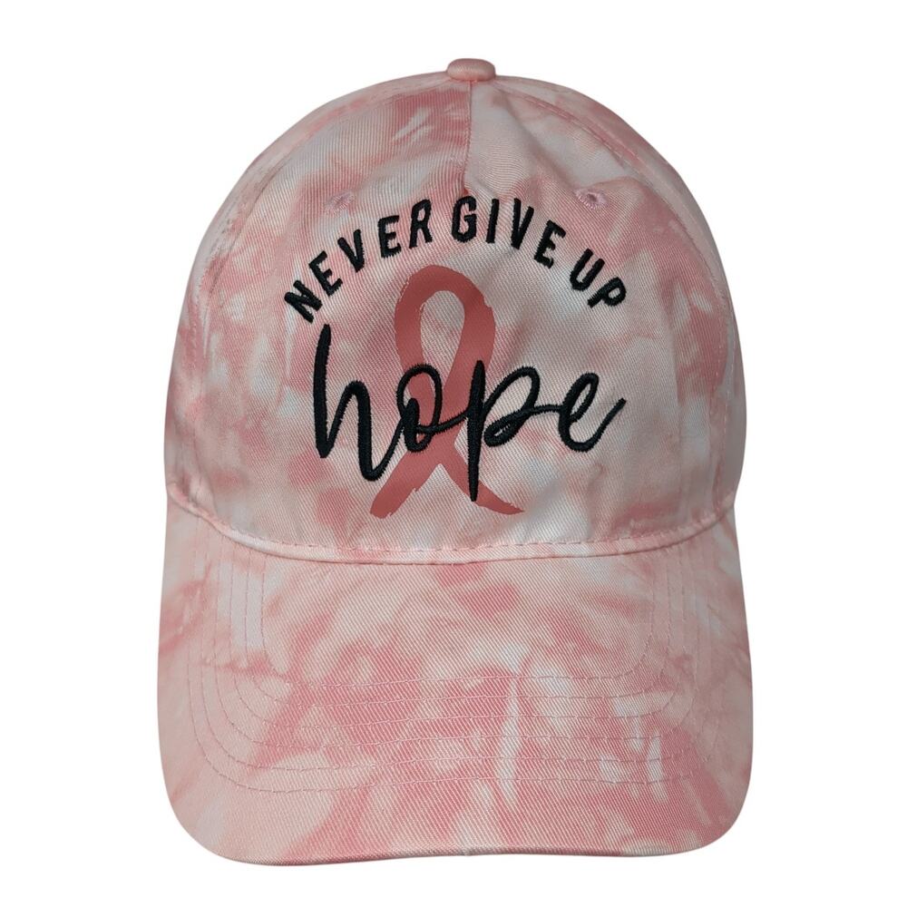 Never Give Up Hope Baseball Cap Pink OS Adjustable Tie Dye Support The Cure